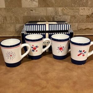 Williams -Sonoma ; Patriotic Star Mug Set of 4, Used in original packaging.